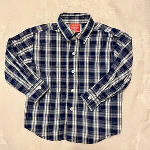 Izod Classic Button Up Shirt Boys 2T | Blue Plaid